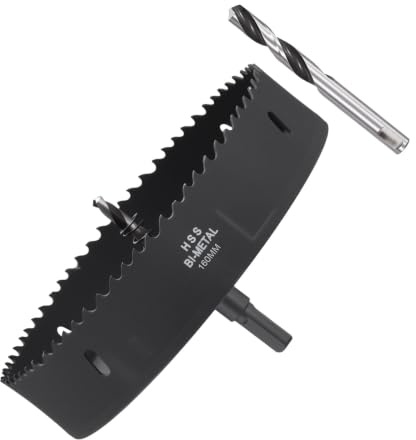 METALLIXITY Bi-Metal Hole Saw 6-5/16 160mm W/ 2 Drill Bits Black | M42 HSS Circular Head Hole Cutter for Stainless Steel Hard Steel Sheet