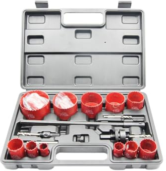 LAIWEI Lot de 20 Scies à Trous Bimétalliques, Coupe-Trous HSS M42 19-76mm Universel avec Tige de Rallonge, Forets de Centrage et Boîte de Rangement, pour Bois PVC Plastique Tôle et Tube Métallique