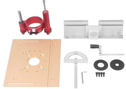 Router Lift for Woodworking | 47mm Lift Range & 65mm Clamp | Aluminum Alloy Router Plate System | Hand Crank Lift for Trimmers/Engraving Machines/DIY Projects (Gold)