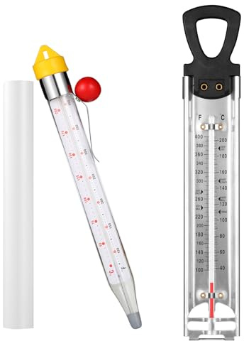 2026 Upgraded Candy Thermometer with Pot Clip and Hanging Hook, Stainless Steel Deep Fry Oil Thermometer Instant Read Cooking Thermometer for Food, Oil/Candy/Fry/Jam/Sugar/Syrup/Jelly Food Thermometer