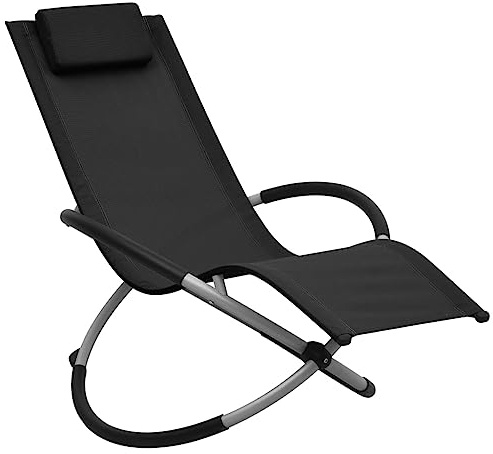 THOYTOUI Klappbare Sonnenliege Schwarz Grau - Saunaliege & Strandliege mit Klappdesign für Kinder im Garten