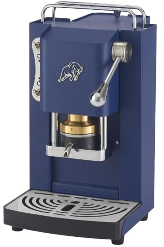 FABER COFFEE MACHINES 3.0 Pro Essential | Kaffeemaschine ESE 44 mm kompakt mit Glaskanister, herausnehmbarem Padhalter und verstellbarer Padpresse aus Messing (Navy Blau, Chrom)