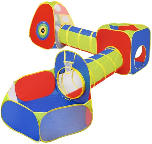 SEVICO Kinder Spielzelt mit Tunnel 5-teilig – Spielhaus Kinderzelt Indoor & Outdoor mit Spieltunnel, Bällebad Zelt & Tragetasche – Pop Up Spielzelt für Kinder ab 3 Jahren