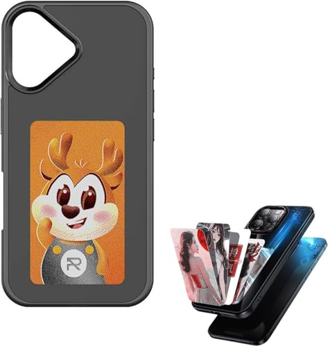 Smart NFC E-Ink Handyhülle für iPhone 14, 15, 16, 17 Pro Max, DIY-Tintenbildschirm-Telefonhülle für iPhone, langlebige Bild-Display-Fotos (iPhone 16 Plus), Schwarz