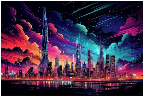 Wallario Küchenrückwand selbstklebend 90 x 60 cm, Motiv: Skyline im Abendlicht | Spritzschutz abwischbar & pflegeleicht