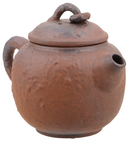 TOYANDONA Tetera Retro de Barro de 100ml con Infusor, Tetera Rústica Marrón para Ceremonias de Té y Fiestas, Diseño Clásico con Asa Antiescaldaduras y Retención de Calor