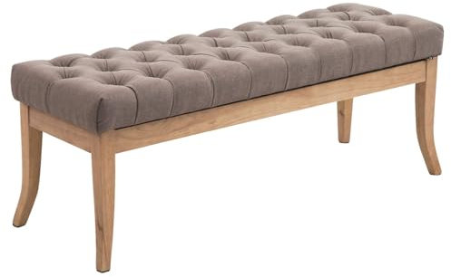 CLP Sitzbank Ramses mit hochwertiger Polsterung und Stoffbezug I Bank mit antik-Hellen Holzbeinen I Holzbank mit Einer Sitzhöhe von: 46 cm, Farbe:Taupe, Größe:120 cm