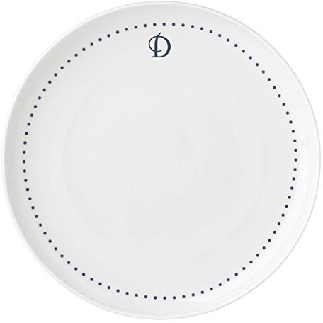 Lenox Service de table monogramme à pois Bleu marine Grande assiette Lettre D.