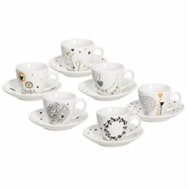 Tognana IR685345563 Espressotasse mit Untertasse, Porzellan, 6 Stück, 80 cubic centimeters