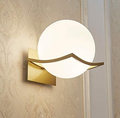 KRUIHAN LED Wandleuchte Innen, Wandlampe Glas, Wandlampe Rund, Modernes Design Glaskugel Wandleuchte für Badezimmer, Wohnzimmer, Schlafzimmer, Flur (Glühbirne Nicht Im Lieferumfang Enthalten), Gold