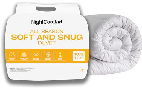 Night Comfort Soft & Snug Anti-Allergy 7.5 Tog Microfibre Duvet - Hypoallergenic Breathable Bedding Quilt (200x200cm, White) (Package may vary)