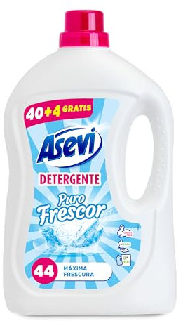 Asevi Detergente Líquido para Lavadora Puro Frescor - Detergente para Ropa Blanca y de Color con Fórmula Concentrada - Extra de Frescura para una Ropa Limpia y Perfumada - 44 Lavados