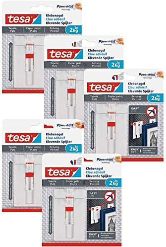 tesa® Verstellbarer Klebenagel für Tapeten und Putz 2 kg (5 Packungen)