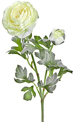 matches21 Ranunkel 1 Blüte & 1 Knospe Kunstblume künstliche Blume Kunststoff 1 STK - Ø 7x40 cm - cremefarben