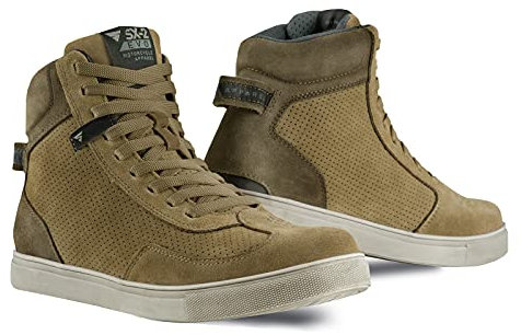 SHIMA SX-2 EVO Scarpe Moto Uomo - Stivali Moto in Pelle, Traspirante, Rinforzato con Supporto della Caviglia, Suola Antiscivolo, Impugnatura per il Cambio di Marcia (Marrone, 41)