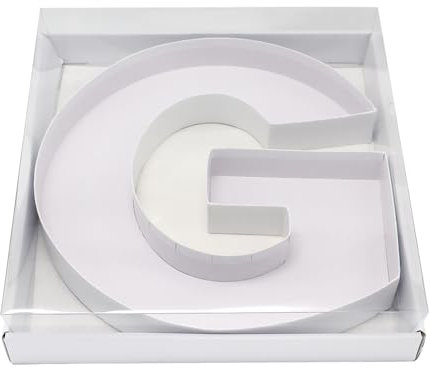 WENPACK Schachtel aus Karton in Buchstabenform, 31,8 cm, für Süßigkeiten mit transparentem Deckel (weiß, G)
