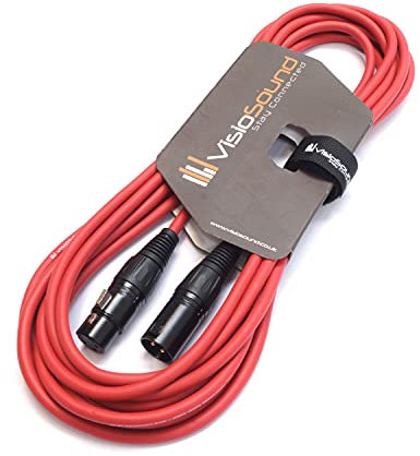 VisioSound Premium Microphone Lead Male XLR to Female XLR/Pro Noiseless Balanced Cable (6m, Red)