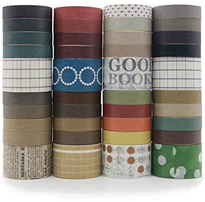 40 Stücke Rollen Washi Tape Set, Bunt Masking Tape Klebeband, Masking Tape Klebebänder Set, 4 Verschiedene Themen DIY Papier Tape, für Geschenkverpackung, Verschönert Journals, Karten und Scrapbooking