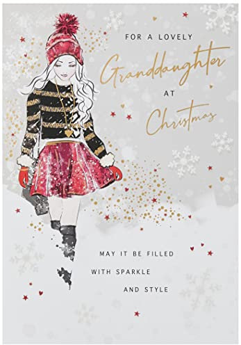 Piccadilly Greetings Piccadilly A41311 Moderne Weihnachtskarte für Enkelin, weiß, 22,9 x 15,2 cm