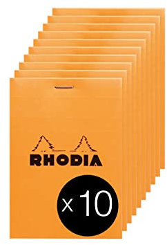 RHODIA 13200Cpack - Bloc-Notes Agrafé N°13 Orange - A6 - Petits Carreaux - 80 Feuilles Détachables - Papier Clairefontaine 80 g/m² - Couverture en Carte Enduite - Paquet de 10 blocs