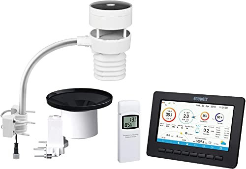 Ecowitt HP2553 Large Display Wi-Fi Weather Station with Ultrasonic Anemometer Sensor Package and Self-Emptying Rain Gauge Sensor…