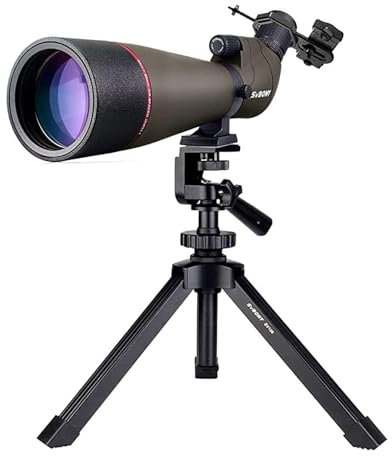 Svbony SV13 Spotting Scope 20-60x80, Stable Tripod, Smartphone Adapter, HD Waterproof Porro Prism Angled Spotting Scope for Birdwatching