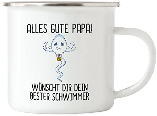 Hey!Print Alles Gute Papa Wünscht Dir Dein Bester Schwimmer Emaille Tasse Vatertagsgeschenk Lustiges Motiv Sohn Geschenkidee