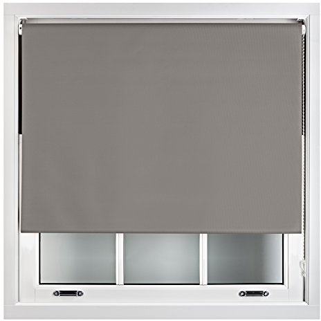 FURNISHED Grey Blackout Roller Blinds 100% Black Out Thermal Window Blind, Dark Grey, 190W x 210H cm