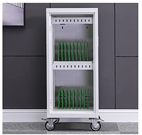 20 Device Mobile Charging Cart For IPads, Tablets And Laptop, Fully Assembled Chromebook Charging Station Cart Includes Up To 14-Inch Screen (Color : White, Size : 20 slots)