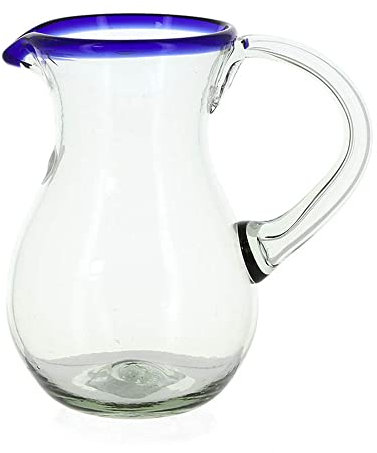 mitienda mit Liebe gemacht Karaffe Bola klein aus mundgeblasenem Glas, Vase aus recyceltem Glas, Glaskrug, Servieren