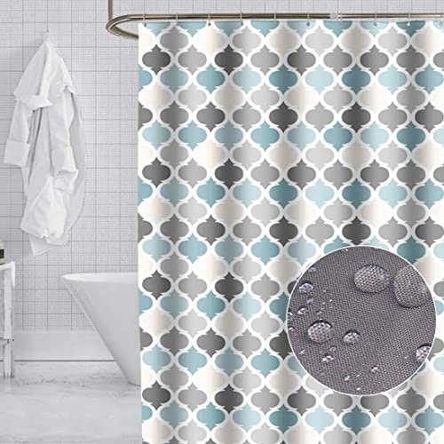 GONOVE Shower Curtain 280 x 200cm Mildew Resistant Waterproof Polyester Fabric Geometric Bathroom Shower Curtain Liner Long Washable Bath Curtain with Hooks, Weighted Hem