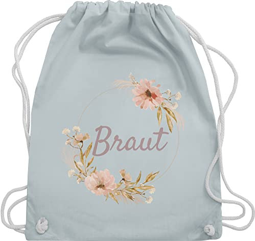 Turnbeutel Rucksack - JGA Junggesellenabschied Frauen - Braut Bride - Unisize - Pastell Blau - bridal shower stoffbeutel kordelzug beutel tasche junggesellinenabschied trainingsbeutel goodie bag