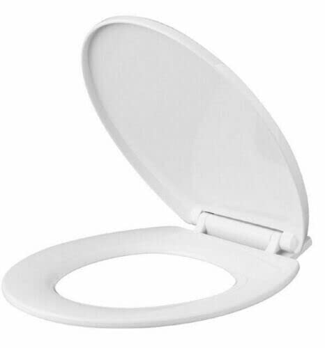 Marco Paul 18 Universal Fit Durable Wooden Toilet Seat Easy Wipeable Ideal Standard Oval White Toilet Seat Easy Clean & Wipeable Solid MDF with Strong Hinges