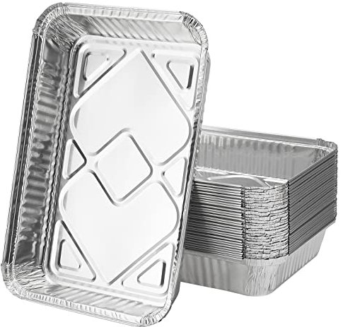 HAKZEON 30 Pack 32 x 26 x 6 cm 3500ml Large Aluminium Tin Foil Trays, Tin Foil Containers Foil Pie Dishes for BBQ, Cooking, Baking, Broiling, Roasting