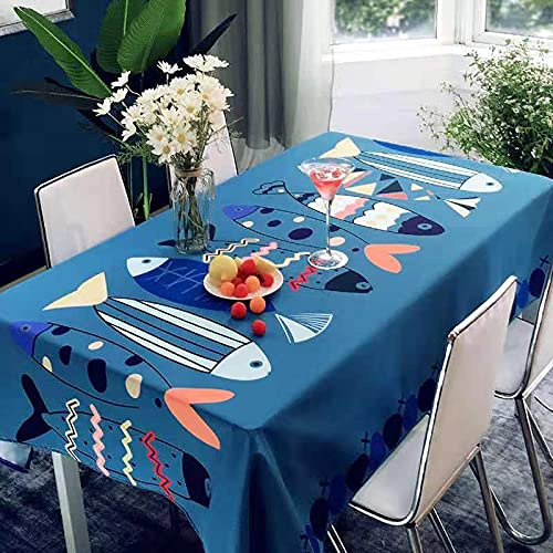 ROLETI Tischdecke Blaufisch Abwaschbare Tischdecken Pflegeleicht Antifouling Rechteckige Tischdecken für Home Küche Schulanfang Deko Picknick Stehtisch Weihnachten Tischdecken (152x259 cm)