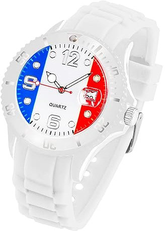Taffstyle Silikon Armbanduhr Quarz Fan Sport Uhr Sportuhr Silikonuhr Flagge Fahne Weltmeisterschaft WM EM Europameisterschaft Fanartikel Fussball Basketball Eishockey Frankreich