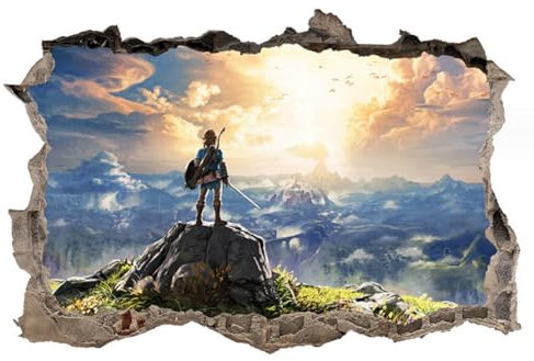 Drei-wand 3d Zelda Legende Ritter Cartoon Anime Wand Aufkleber Abnehmbare Dekorative Wand Aufkleber Papier Für Kinderzimmer 60,90cm