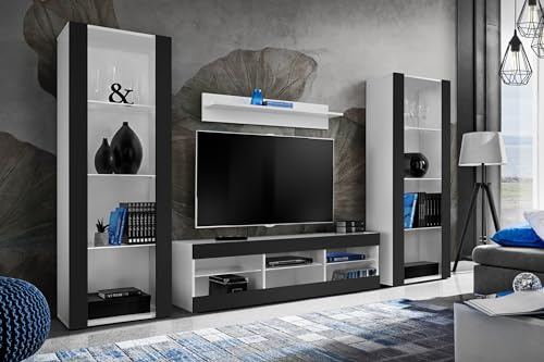 Komodee Juego Muebles Tivoli Grande, Negro Blanco, 290x159x35 cm