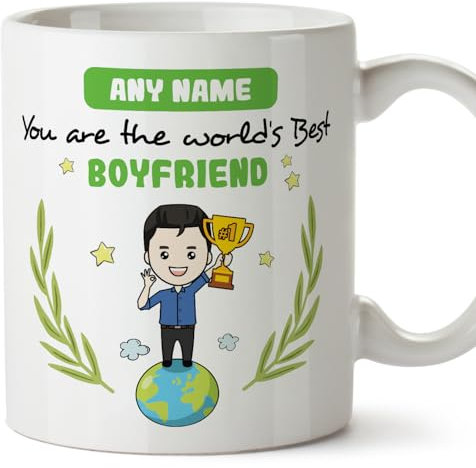 MUGFFINS Personalised Mug for Boyfriend - in English - You are World's Best - Funny Custom Gift - Ceramic 11oz Mug