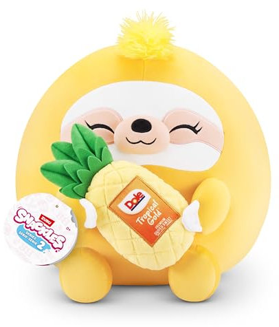 Snackles, Series 2, Sloth (Dole, Pineapple), Plush Toy, Cuddly Squishy Comfort Plush with License Snack Brand Accessory, Large (40 cm), Brown Box, (Sloth)