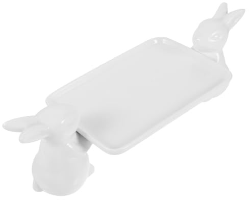 Tray Plate Serving Bunny White Ceramic Multi-purpose Lovely | Smooth Surface Taking Unique and Beautiful Photos , Jewelry Display Light Weight , Small Toys and Nuts