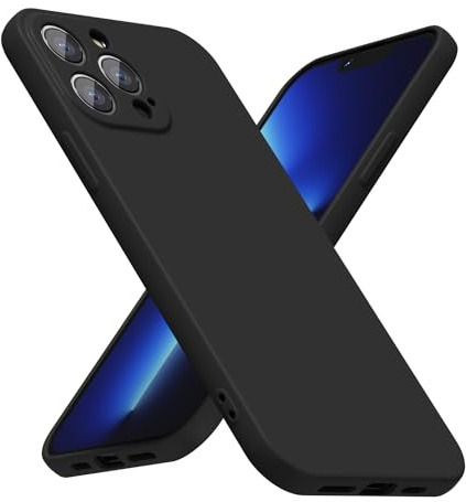 LoeoeL for iPhone 13 Pro Max Phone Case Silicone, Minimalist Ultra Thin Slim Soft Rubber Gel Solid Color Matte TPU Cute Case for Women Men, Girly Plain Aesthetic Design & Camera Cover, Black