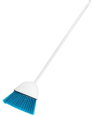 HOMESHOPA Indoor Outdoor Sweeping Broom, Long Handle Soft Angled Bristle Floor Sweeping Broom Brush, Perfect for Courtyard Garage Lobby Mall Market Floor Home Kitchen Room Office (White)