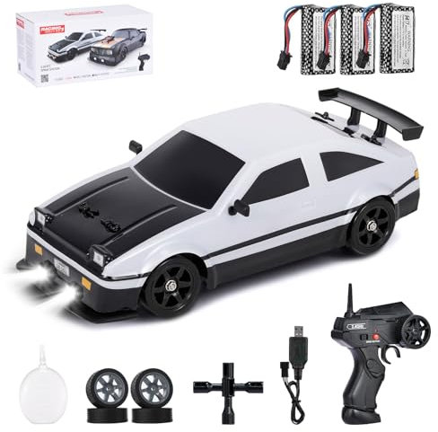 Dodoore 1/16 Scale RC Drift Car, 2.4GHz 4WD High Speed 18KM/H RC Car with Spray Function & LED Light, Extra Drifting Tires Racing Vehicle Toys Birthday Gifts for Kids Adults