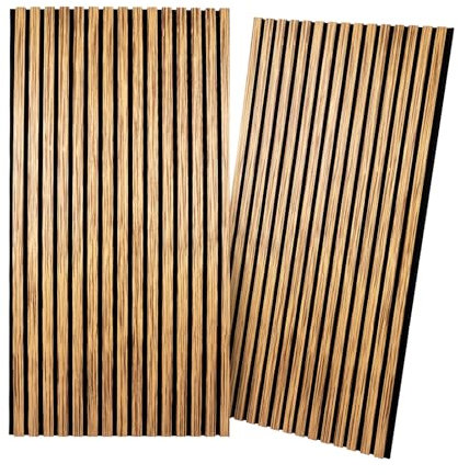 2 Holz-Schallwandpaneele, 120 * 60cm Holzlatten-Akustikpaneele Schallabsorbierend, Lärmdämpfende Paneele für Wohnzimmer, Schlafzimmer, Studio, Zebrawood