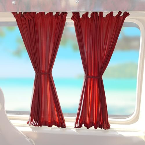 Sonnenschutz Gardinen MAß Vorhänge kompatibel mit VW T6 T6.1 Transporter Langer Rot 10x