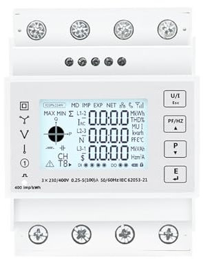 NURII SDM 4300TAC Dreiphasiger LCD-Din-Schienen-Multifunktions-Energiezähler mit RS485230/400VAC Touch-Taste45~65Hz 400imp/kWh(TAC4300CT)