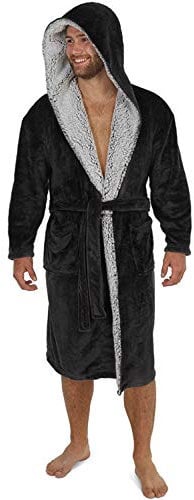 CityComfort Bademantel Herren mit Kapuze, Plüsch Morgenmantel mit Kapuze und Taschen, Geschenke für Männer & Teens(3XL, Schwarz)