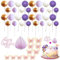 53 Stück Tortendeko Kugeln Cake Topper, XingyLi lila goldene Mini-Ballons Tortenaufleger with Palme, Schmetterling und Happy Birthday Kucheneinsatz, Kuchen Deko Kugeln für Geburtstag Hochzeit