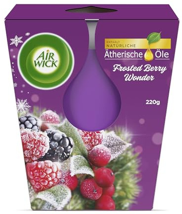 Air Wick Wohlfühl-Duftkerze XL im Glas – Duft: Frosted Berry Wonder – Bis zu 40 Stunden Brenndauer – Enthält natürliche ätherische Öle – 220 g Duftkerze